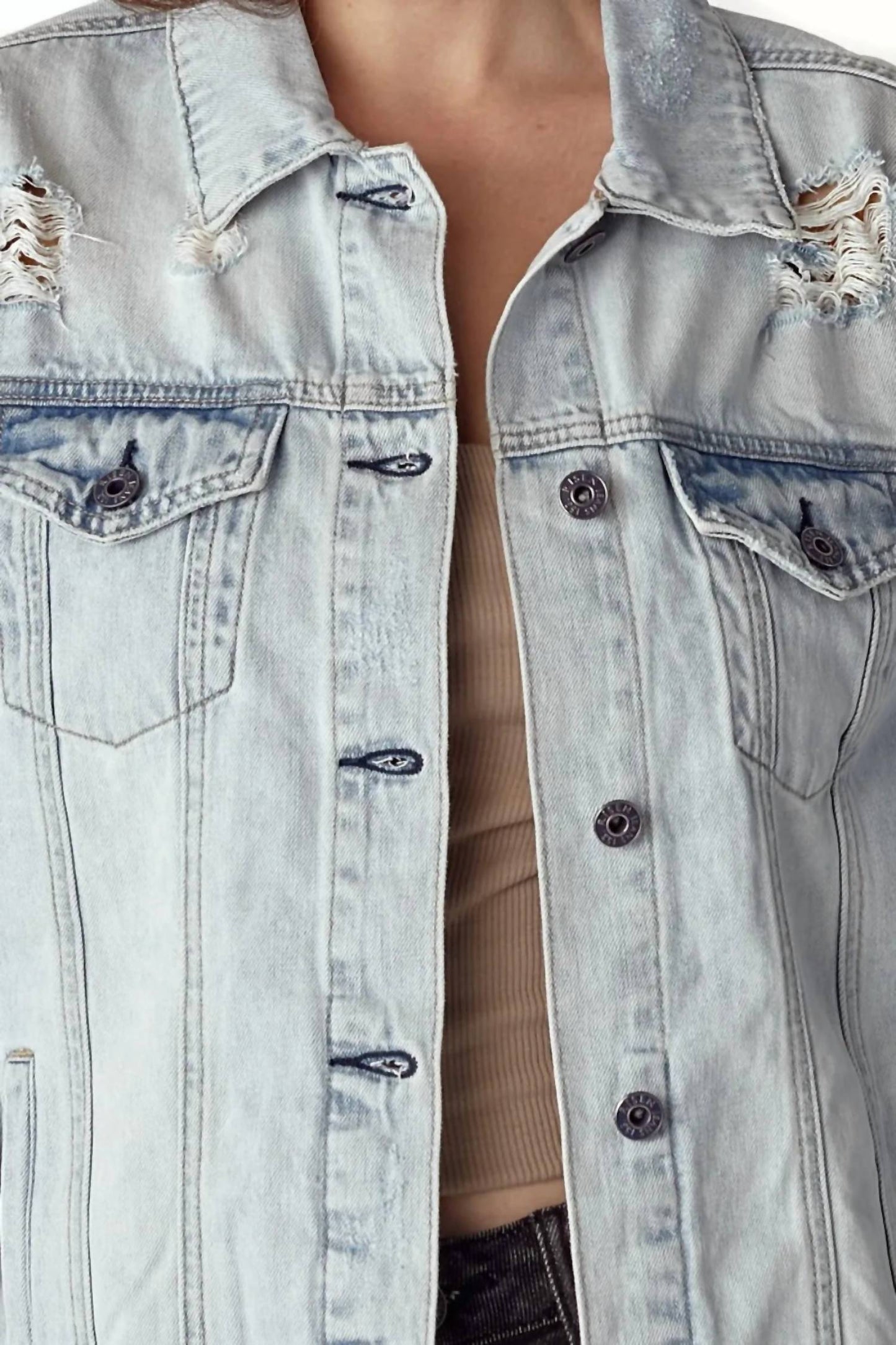 Risen - Distressed Button Up Jacket