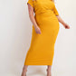 The Curve La - Plus Size Ribbed Knit Off Shoulder Knit Midi Dress