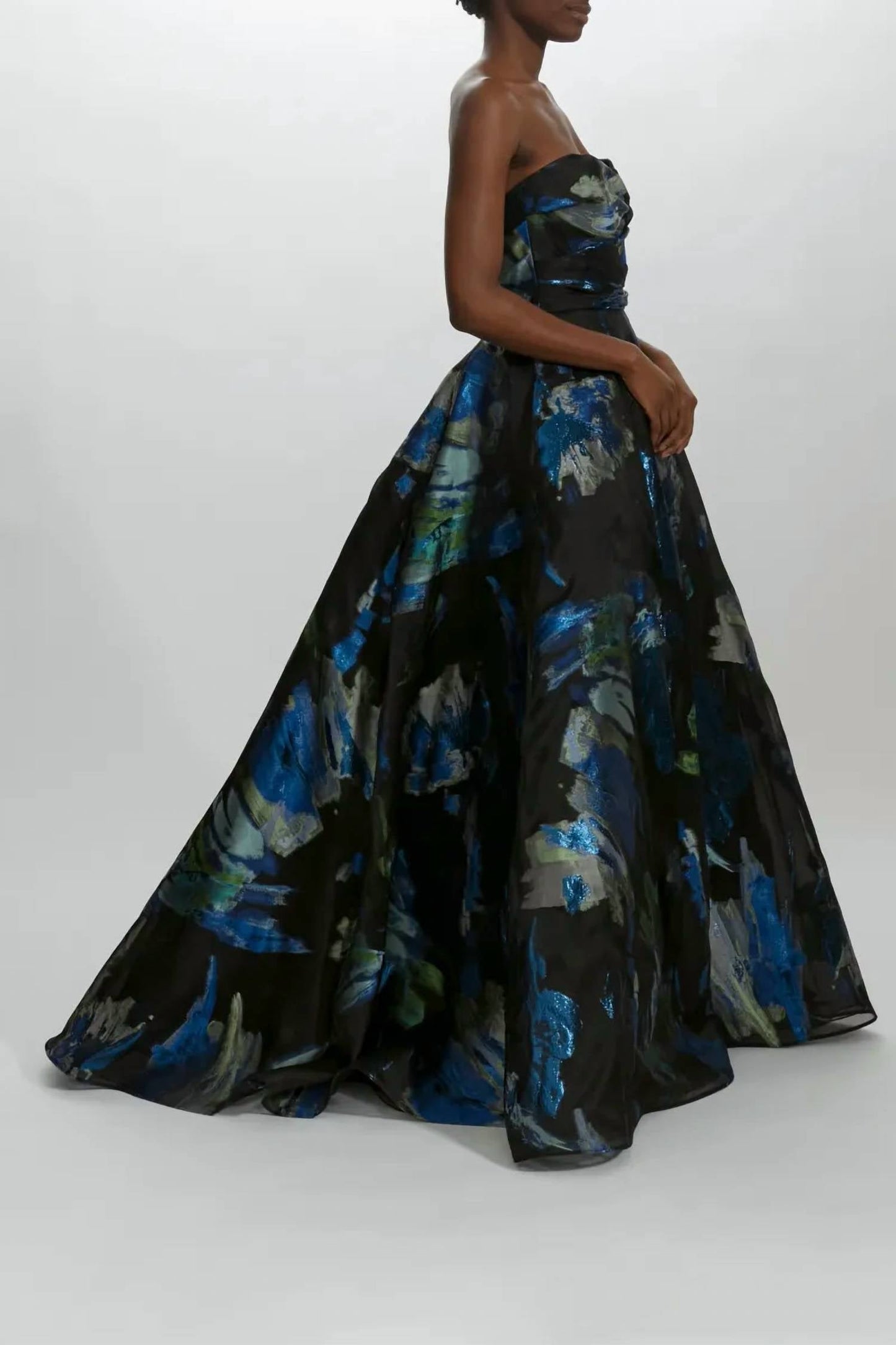 Amsale - Strapless Metallic Jacquard Ball Gown