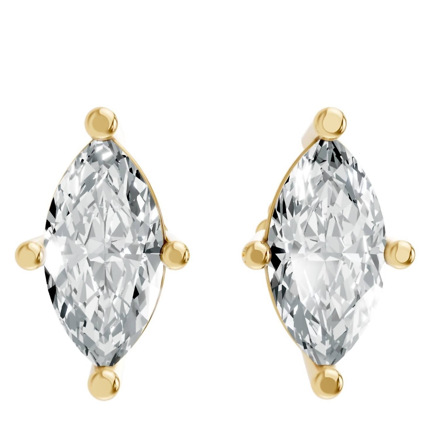 Aamiaa - Women's Marquise Shape 4 Prong Push Back Studs