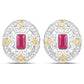 0.77 Carat Genuine Ruby and White Diamond .925 Sterling Silver Earrings