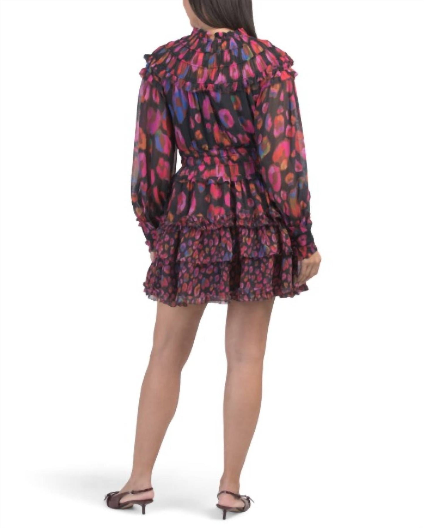 Farm Rio - Iridescent Leopard Print Ruffled Mini Dress