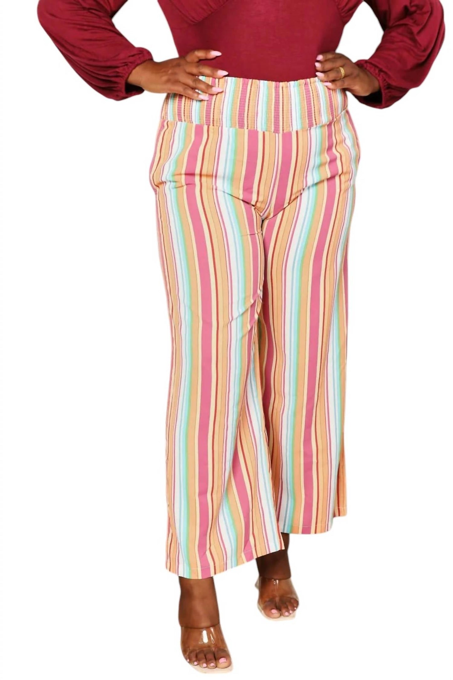Double Take - Chic Striped Pants With Pockets