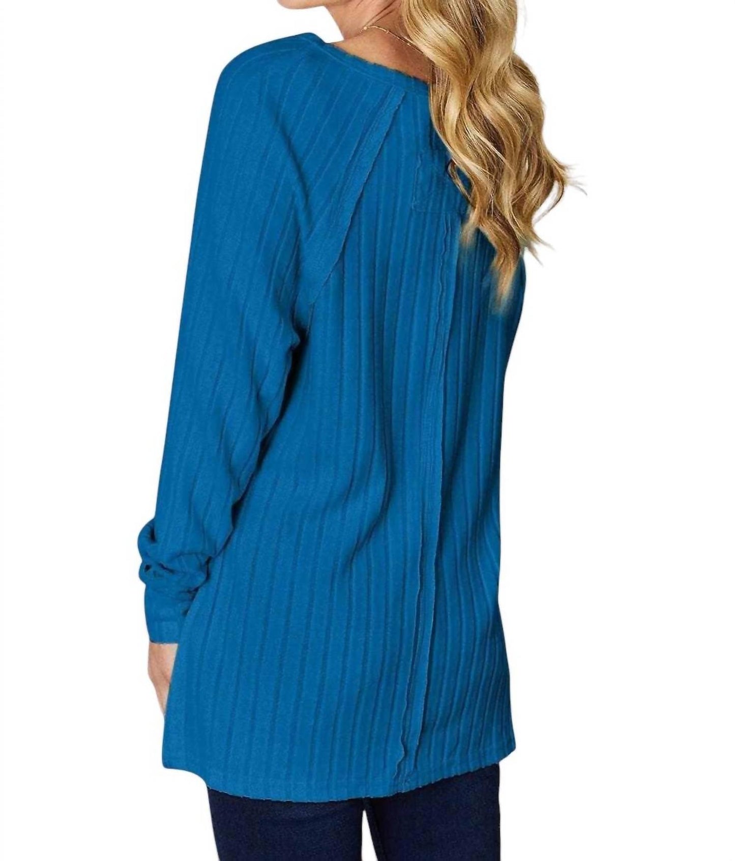 Basic Bae - Chic Ribbed Round Neck Slit Tee