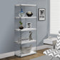 5-Tier White Bookcase with Clear Tempered Glass