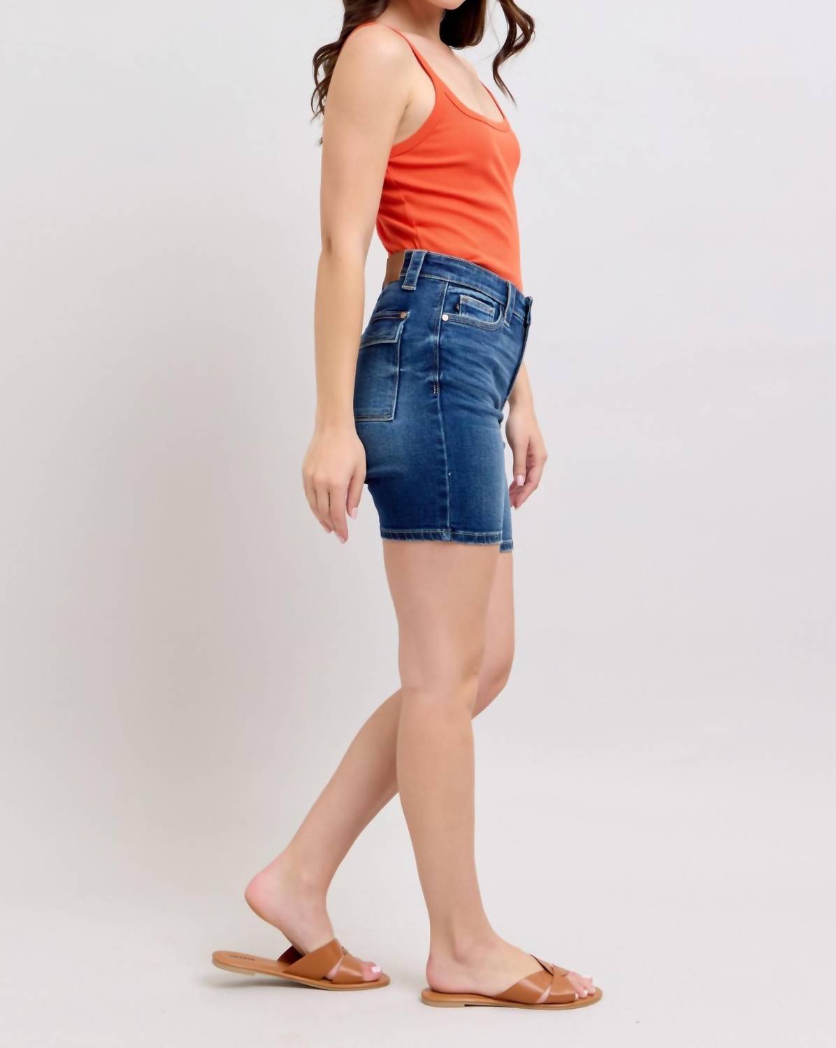 Judy Blue - High Waist Bermuda Back Flap Denim Short