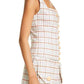 Nicholas - Square Neck Button Front Pinafore Plaid Tank Top