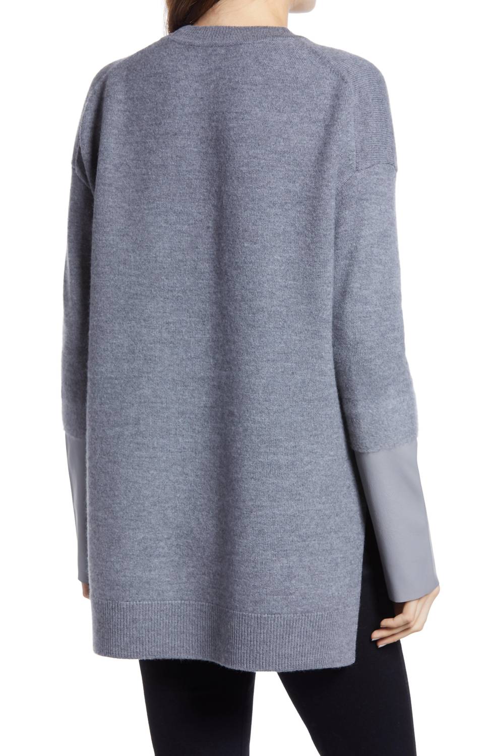 Allsaints - Essy Leather Cuff Wool Sweater