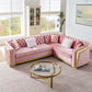 L Shaped Chesterfield Sectional Sofa With Stainless Steel Accents