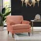 Alana 38" Lawson Accent Arm Chair Metal Casters Peach Orange Velvet