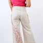 Pol - Wavy Pattern Crochet Detail Denim Pants