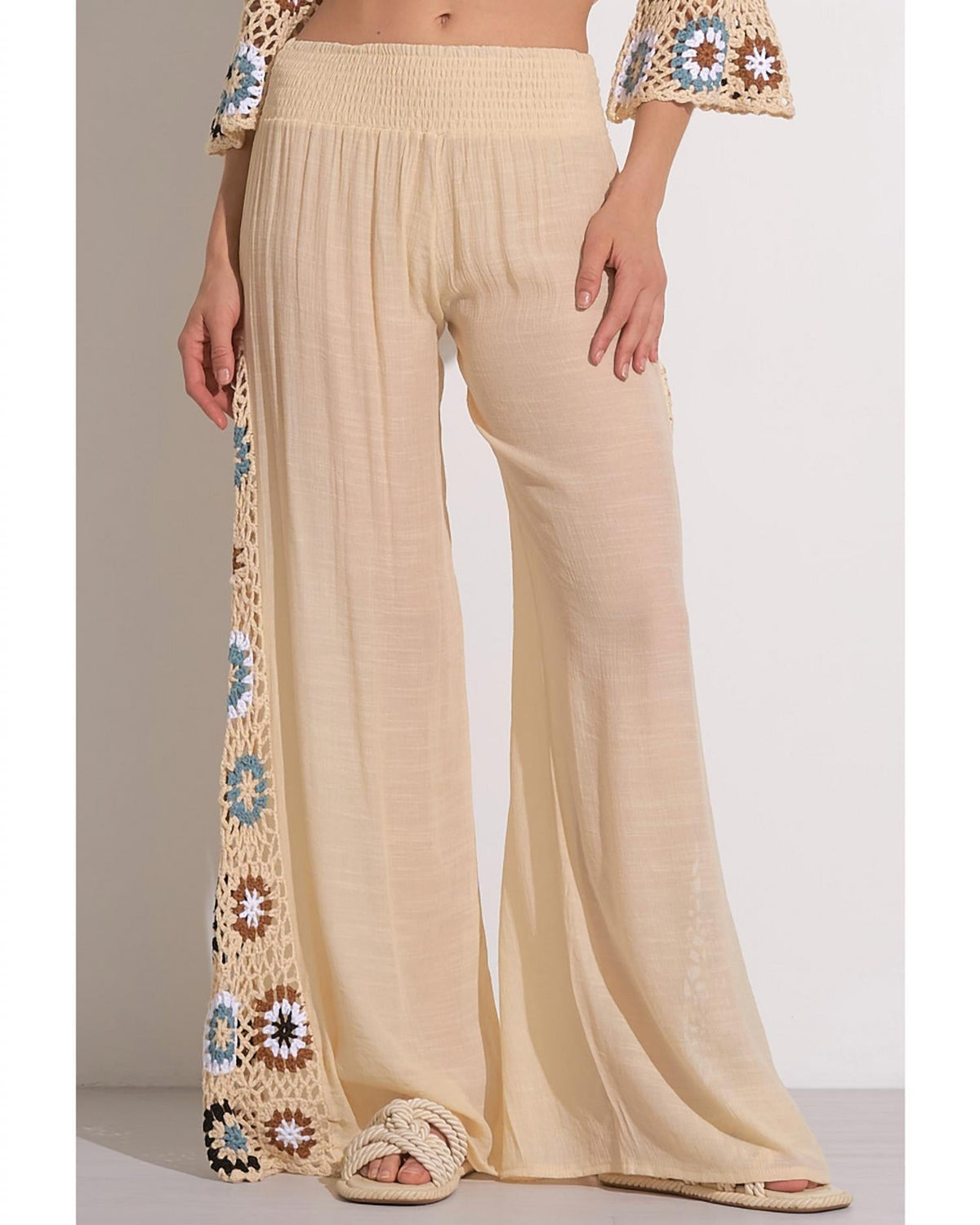 Elan - Women's Crochet Panel Pants