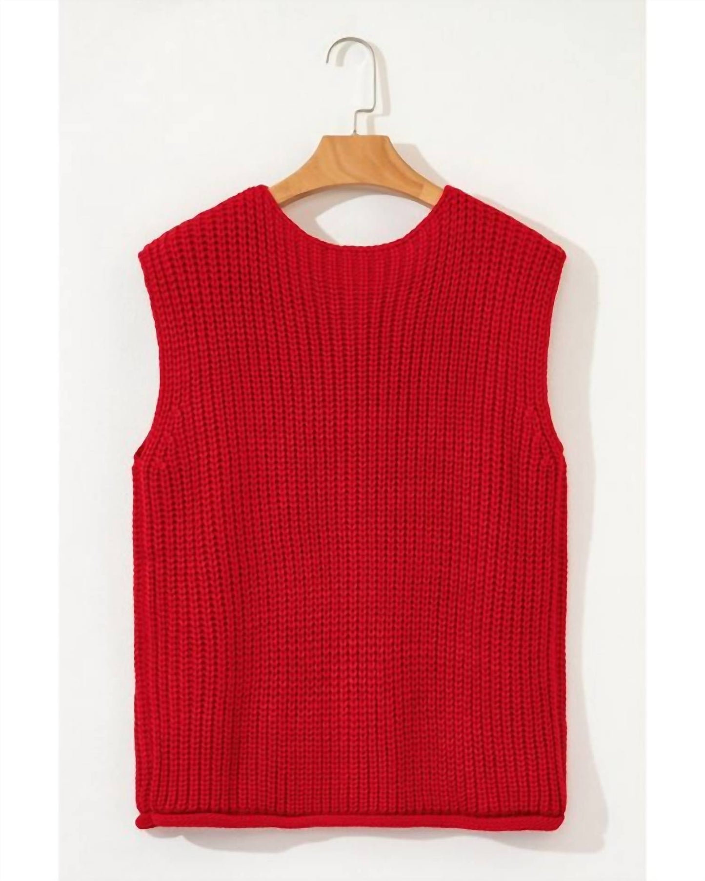 1 The Woman - Solid Textured Knit Buttoned Sweater Vest
