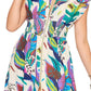 Style Usa - Leaf Print Collared Midi Dress