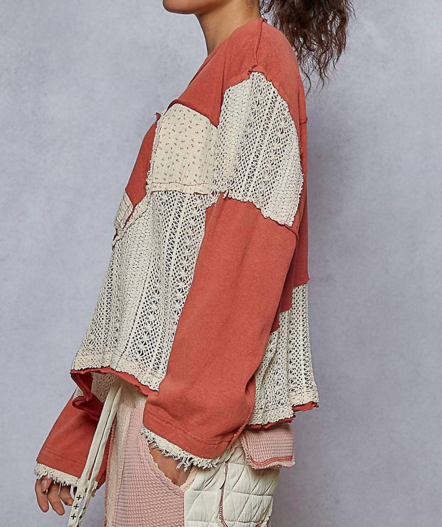 Pol - Peace Sign Crochet Patchwork Top