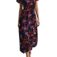 Reiss Leni Floral Flutter Sleeve Midi Dress in Black/Pink, Size 10 Us