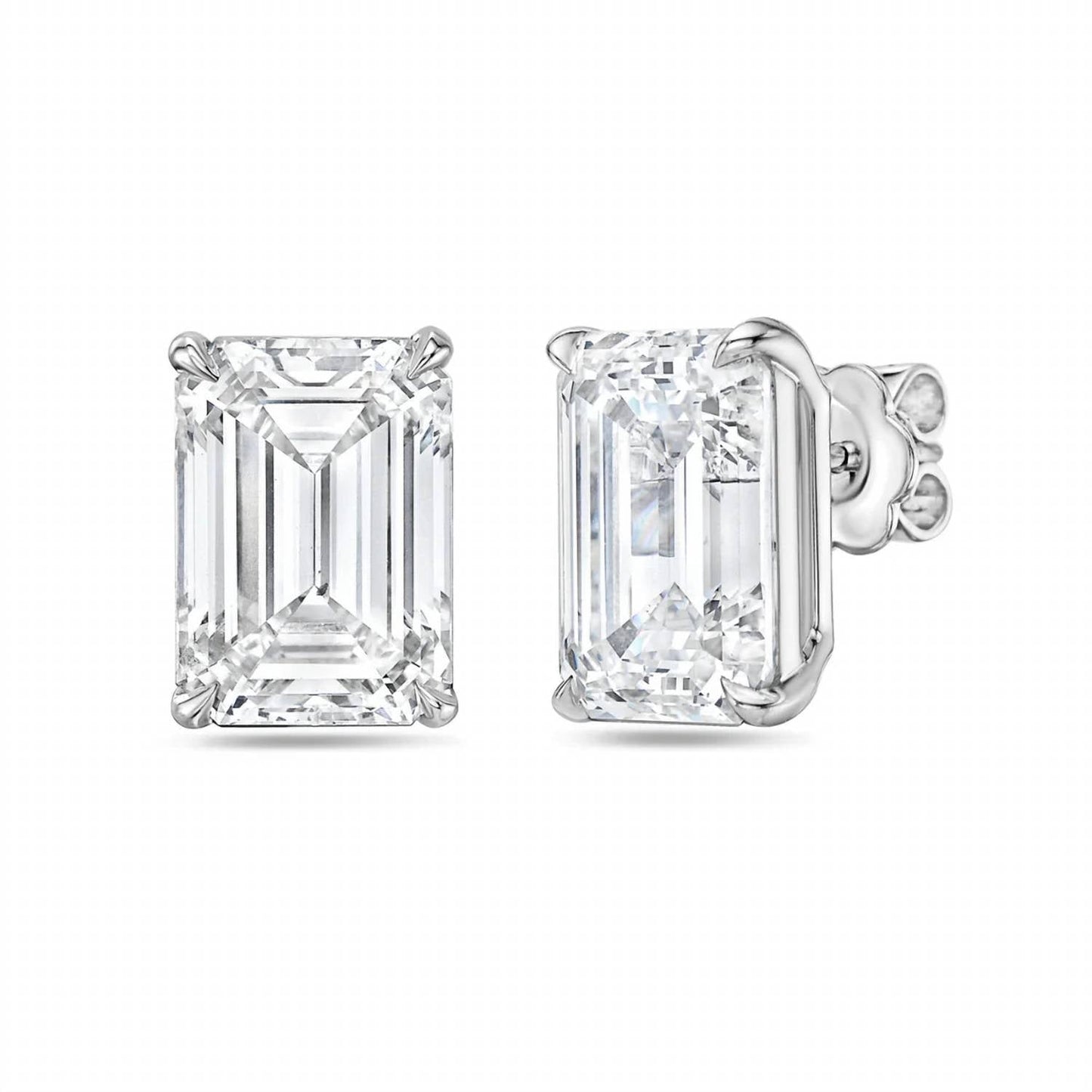 Diana M Jewels - 2.00 Cts Emerald Cut Lab Diamond Stud Earrings
