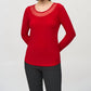 Joseph Ribkoff - Mesh Round Neck Long Sleeves Top