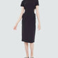 Black Tape - Drawstring Cutout Midi Dress