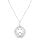 Matte Finish .925 Sterling Silver Diamond Accent Dancing Peace Sign 18" Pendant Necklace (I-J Color, I1-I2 Clarity)