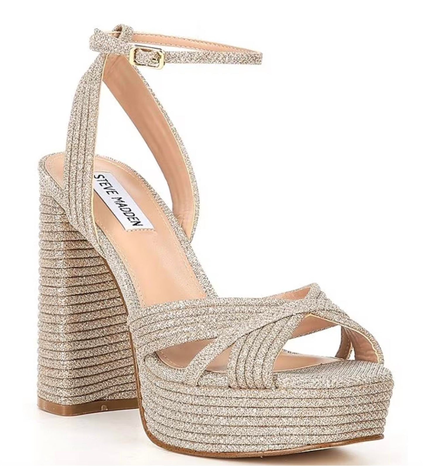 Steve Madden - Women's Ankle Strap Glitter Platform Heel
