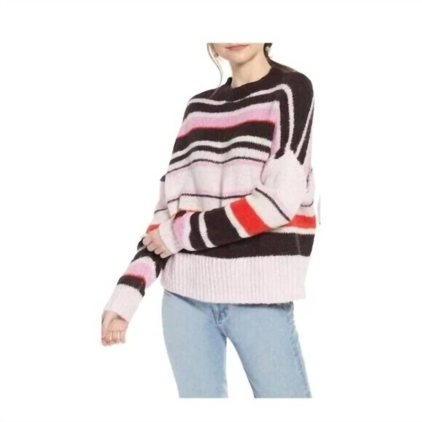 Something Navy - Striped Soft Chunky Pullover Sweater
