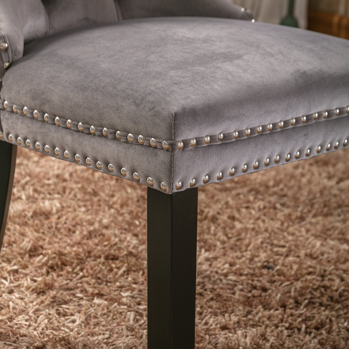 Nikki Collection Modern Velvet Upholstered Dining Chair Set