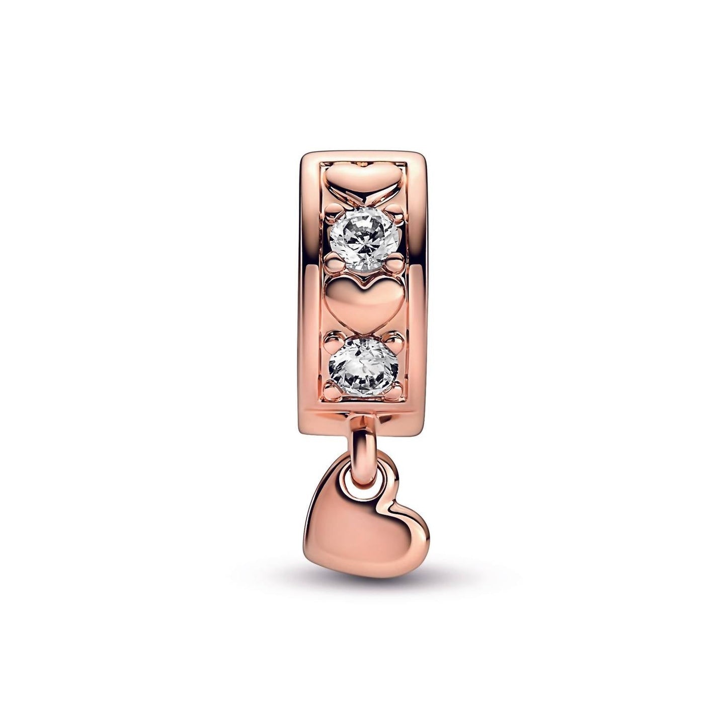 Pandora - Women's Rose-plated Infinite Hearts Sparkling Clip Charm