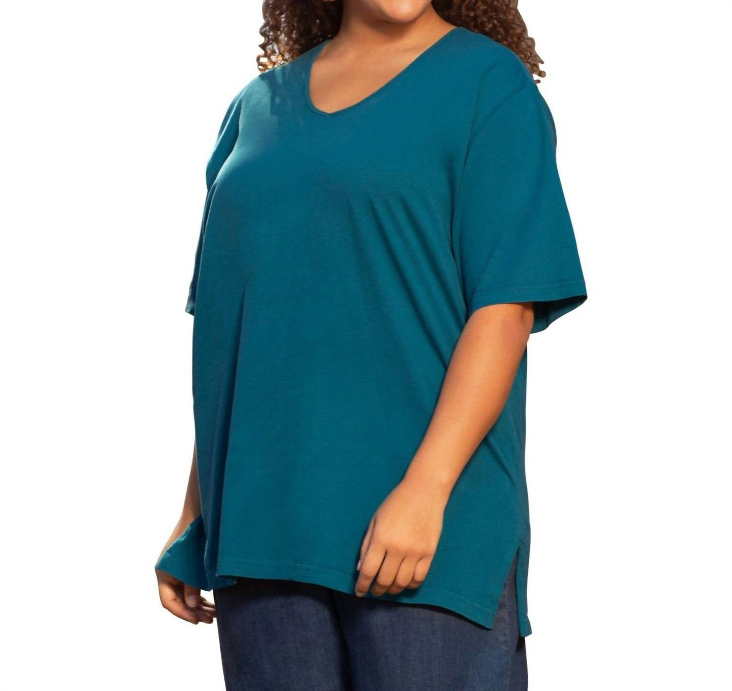 On The Plus Side - Plus Size Jersey V-neck Short Sleeve Tee