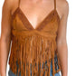 Blue Blush - Almost Famous Fringe Top