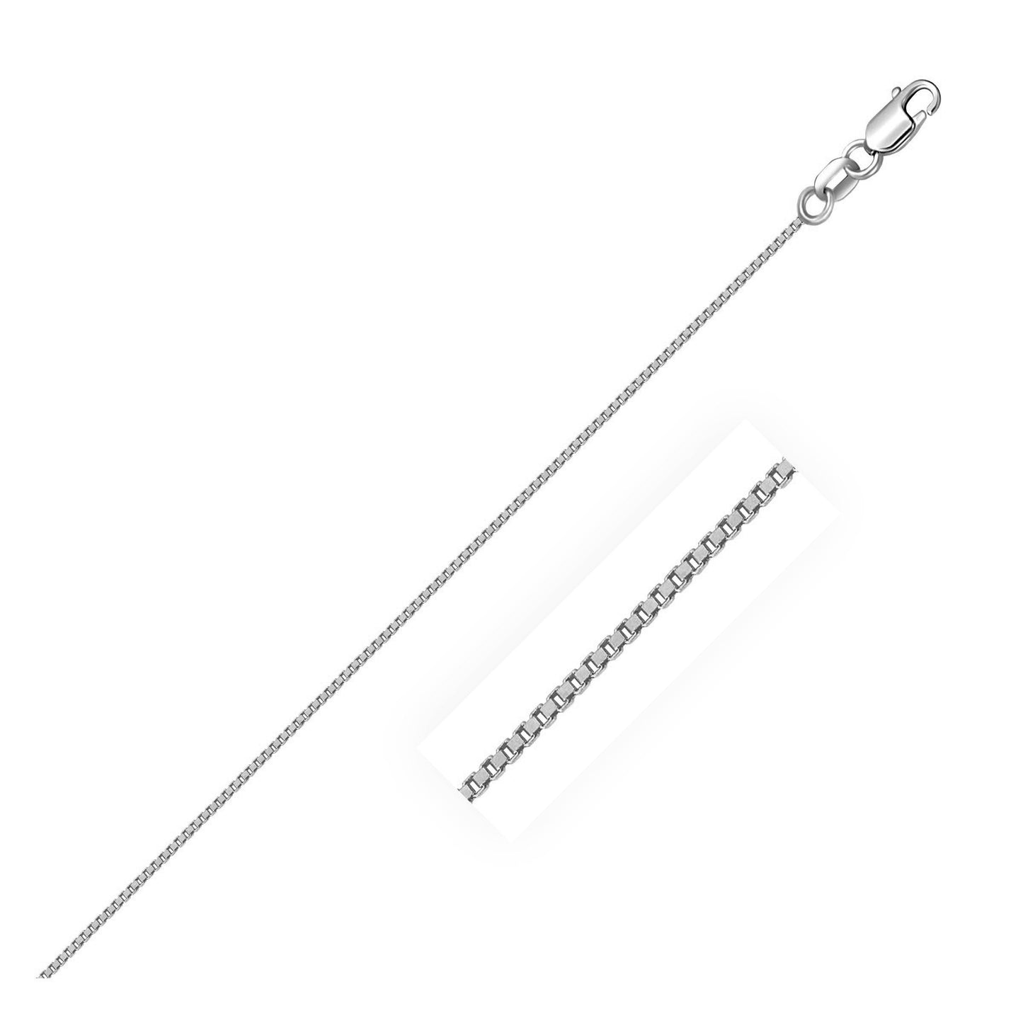 14k व्हाइट गोल्ड क्लासिक बॉक्स चेन 0.7mm