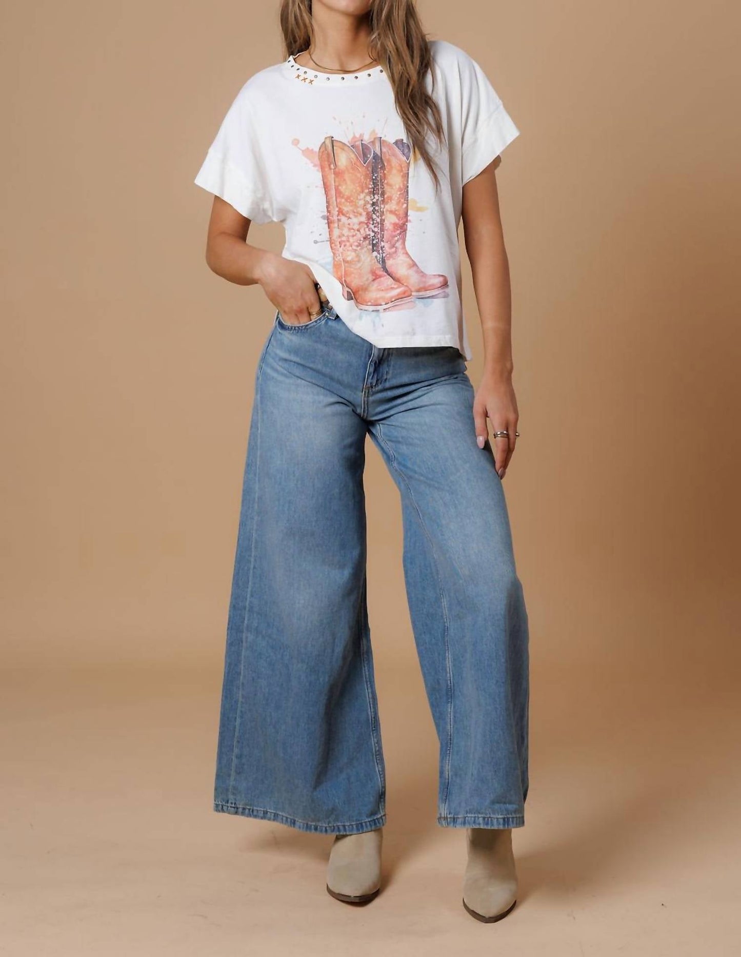 All Us - Splatter Boots Hi-Lo Tee