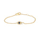 10K Yellow Gold Blue Sapphire and Diamond Accent Evil Eye Station Link Bracelet  (H-I Color, I1-I2 Clarity) - Size 7"