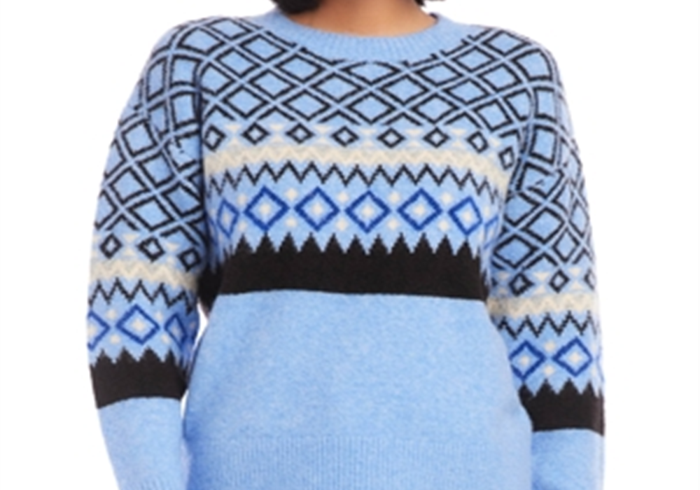 Karen Kane Jacquard Sweater Navy