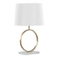 Moon Contemporary Table Lamp in White Marble, Gold Metal and White Shade