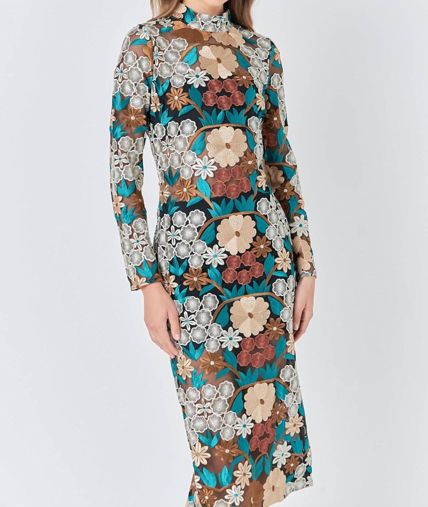 2.7 August Apparel - Floral Cut Out Midi Dress
