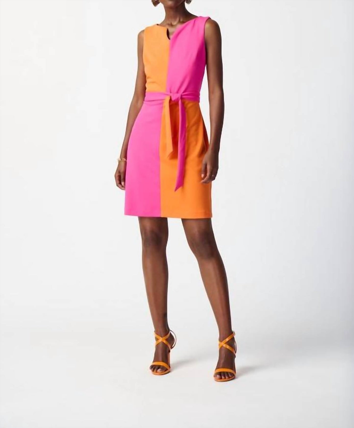 Joseph Ribkoff - Color-blocked Belted Dress