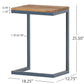 C Shaped End Table With Iron Base And Fir Wood Top