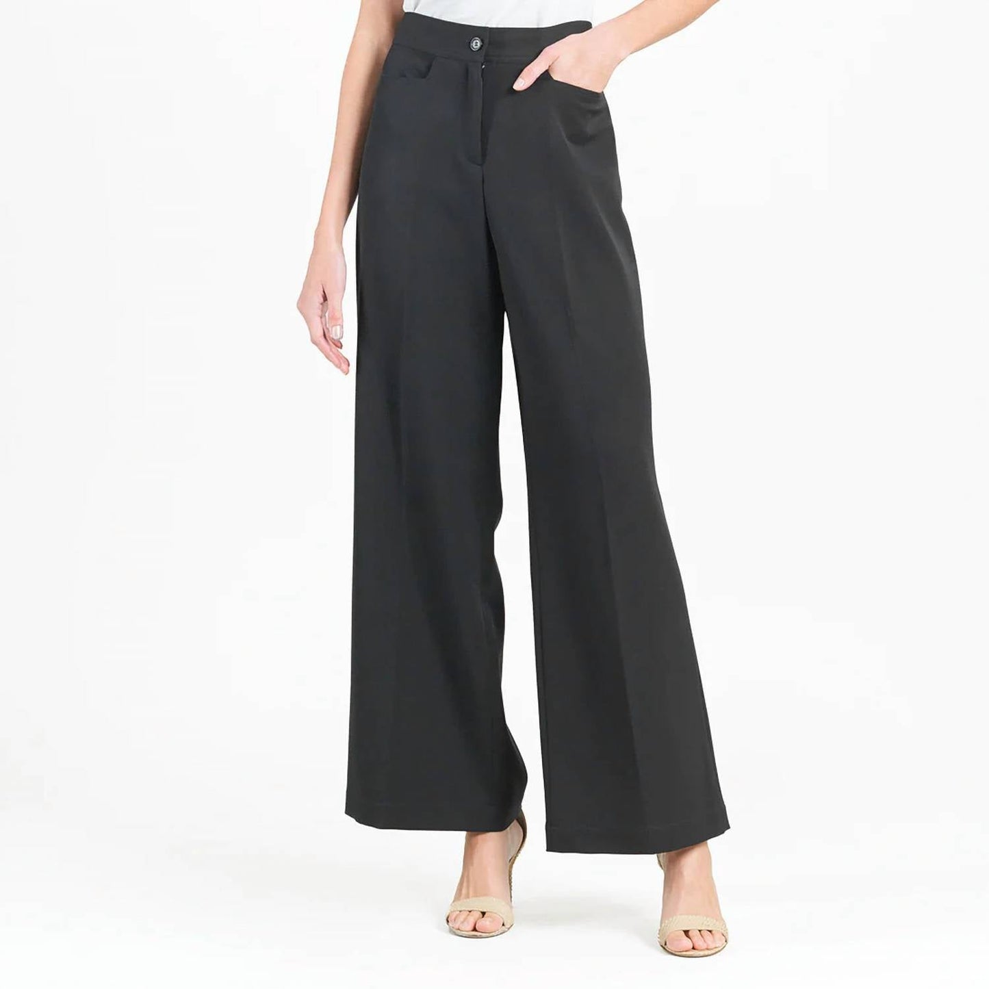 क्लारा सन वू - वोवन टवील ट्राउज़र पैंट