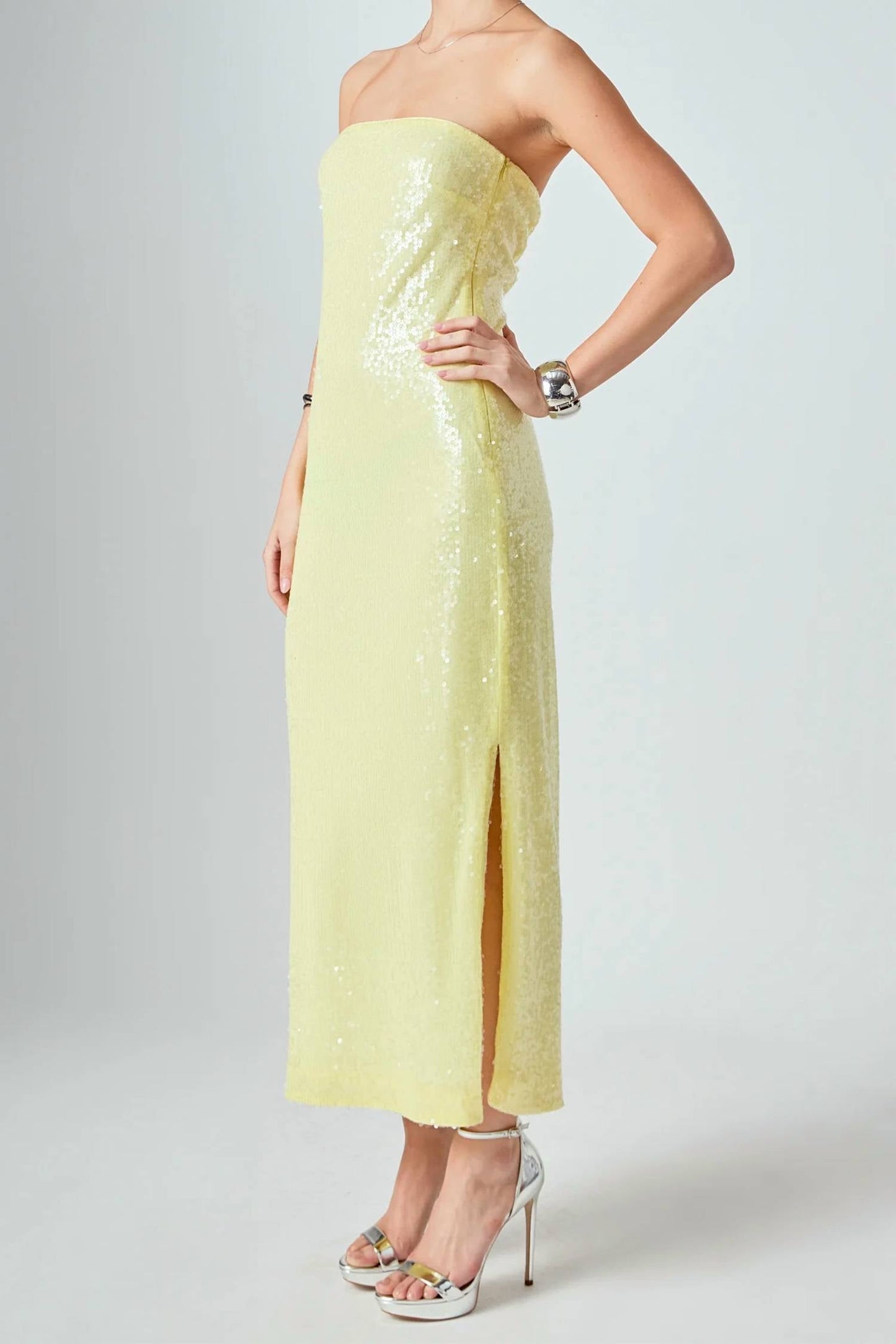 2.7 August Apparel - Strapless Sequin Maxi Dress