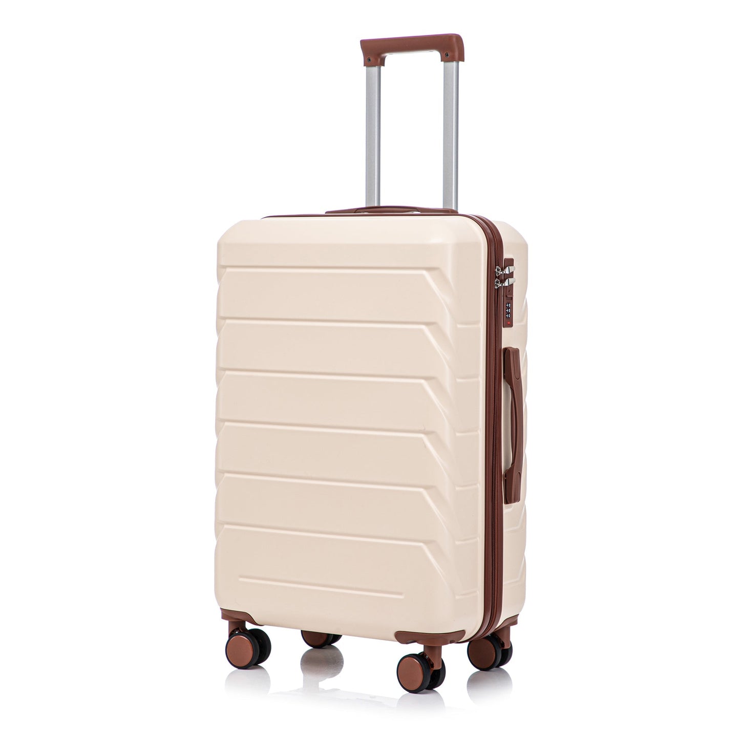 3-पीस एबीएस स्पिनर व्हील लगेज सेट 20"/24"/28" बेज