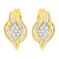 10K Yellow Gold 1/3 cttw Round-Cut Diamond Cluster and Swirl Stud Earrings (J-K Clarity, I2-I3 Color)