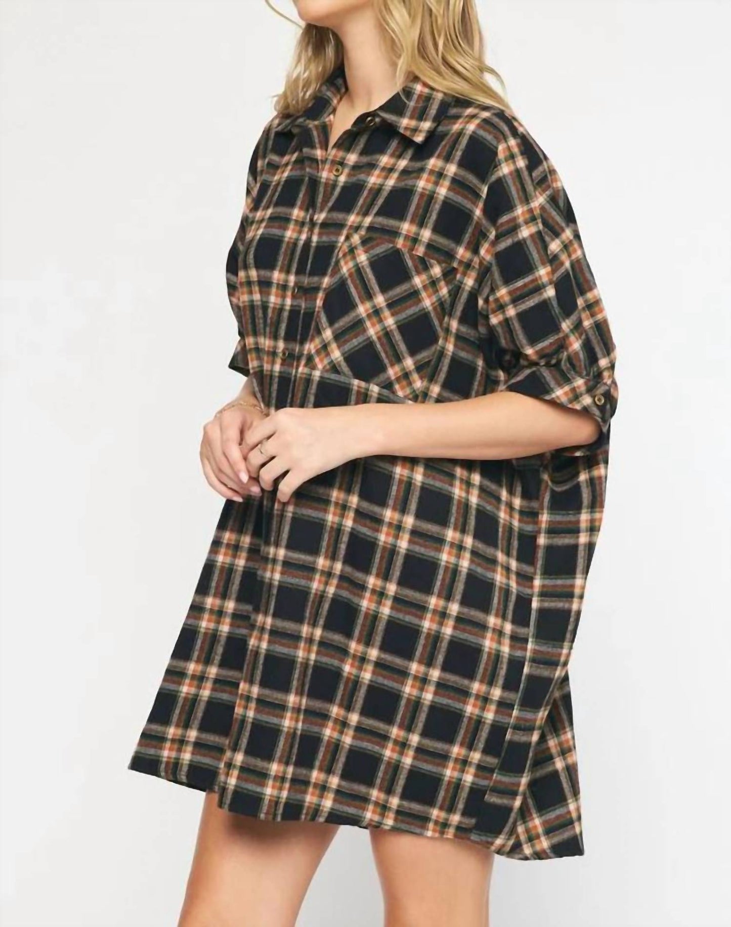 Entro - Oversized Plaid Dress