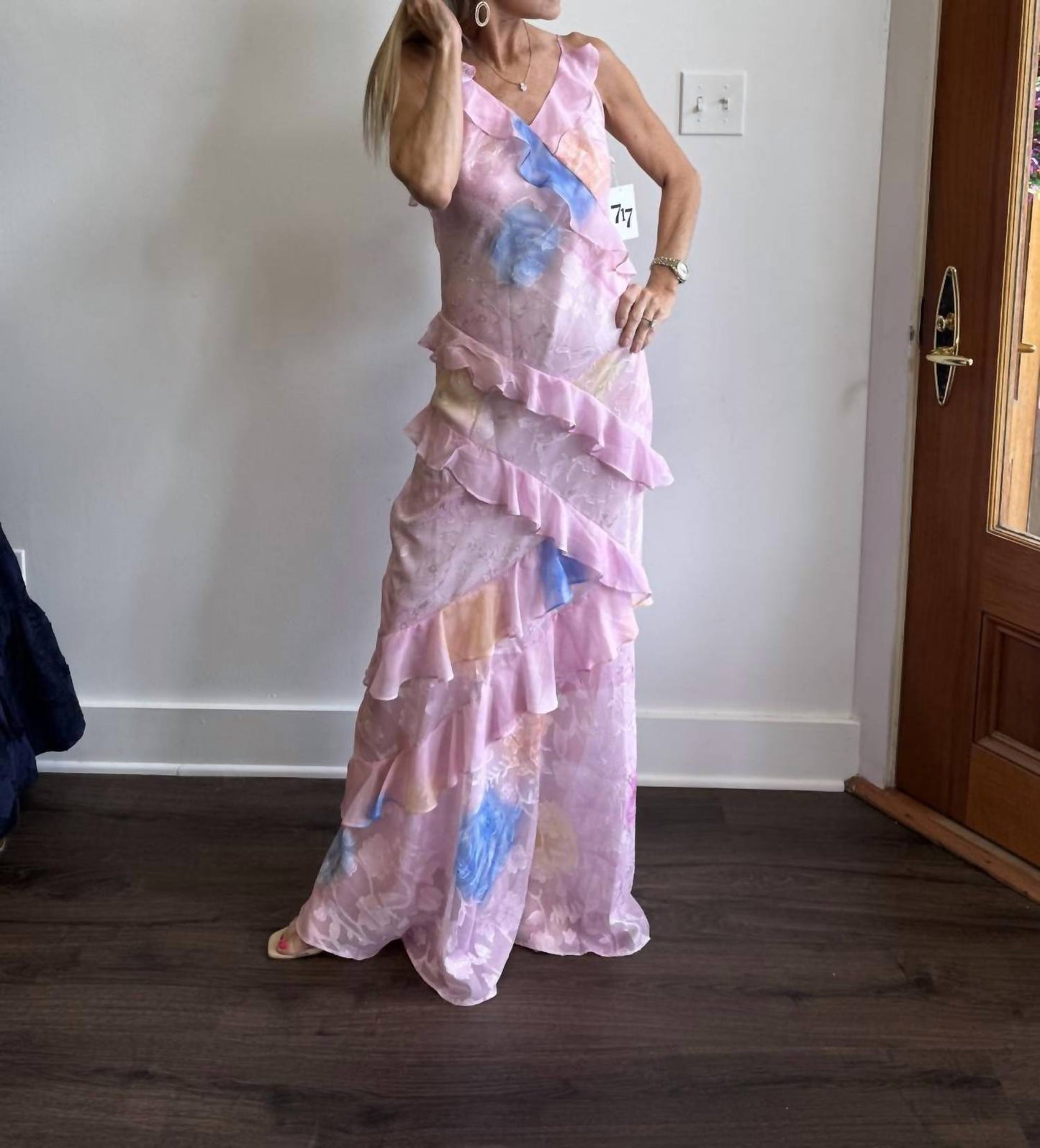 Beulahstyle - V-neck Ruffle Maxi Dress