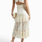 Alexis - Feliciana Tie-back Pleated Chantilly Lace Midi Dress