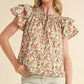 &Merci - Floral Flutter Sleeve Blouse