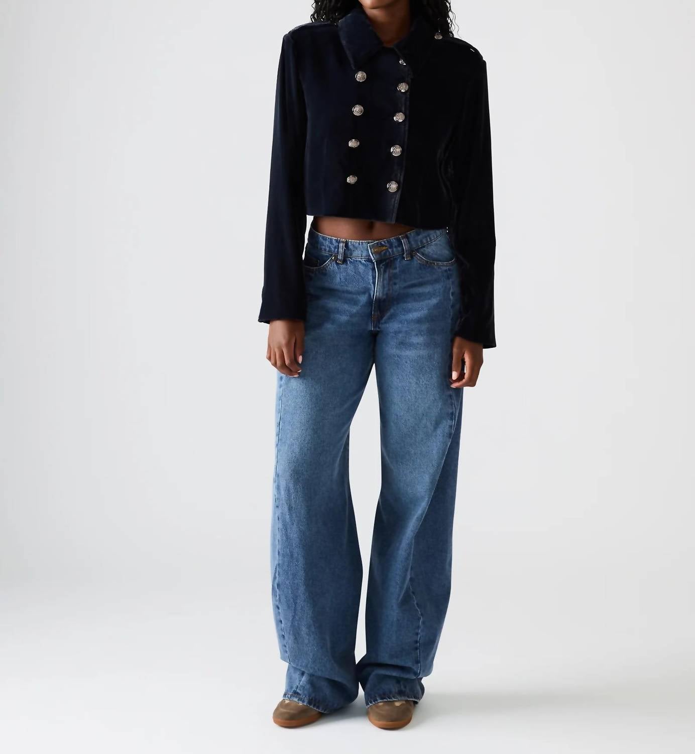 Steve Madden - Tonia Velvet Button Blazer