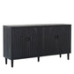 Modern Black Sideboard Cabinet with Nailhead Accents