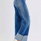 Judy Blue - High Waist Retro Wide Leg With Cuff Jeans