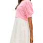 Entro - Brenda Two-Tone Pleated Eyelet Mini Dress
